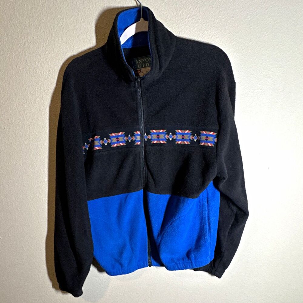 Canyon Guide Outfitters Men’s Full Zip Fleece Jacket Geometric Black/Blue S